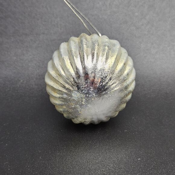 Vintage Mercury Glass Christmas Ornament Ribbed Silver Holiday Ball 2.5 Inch Rou - Picture 8 of 8